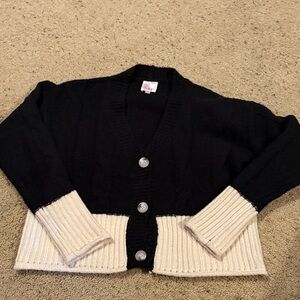 So Me Black and Cream Cardigan